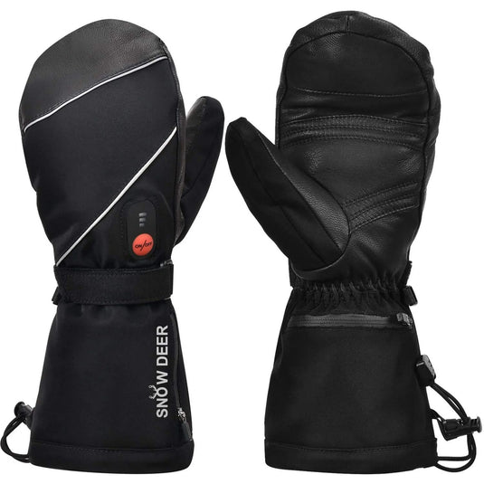 SNOW DEER Heated Mittens Gloves Men Women - 7.4V 2200MAH Electric Rechargeable Battery Gloves for Winter Skiing Skating Snow Camping Hiking Heated Hand Warmer Gloves