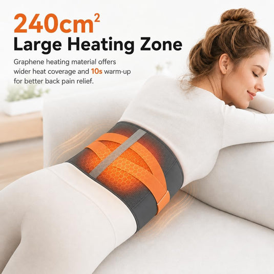 SNOW DEER 10000mAh Wireless Graphene Heated Waist Wrap, 240cm² Heating Pad Type-C Fast Charge Auto Shut Off 60 Inch Adjustable Belt