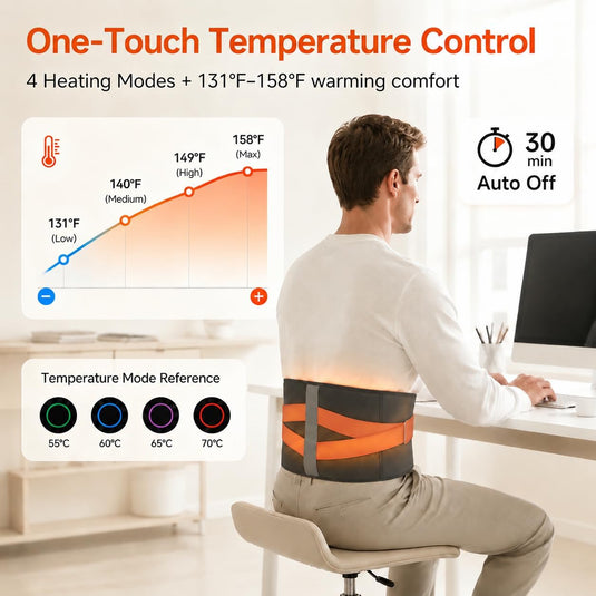 SNOW DEER 10000mAh Wireless Graphene Heated Waist Wrap, 240cm² Heating Pad Type-C Fast Charge Auto Shut Off 60 Inch Adjustable Belt