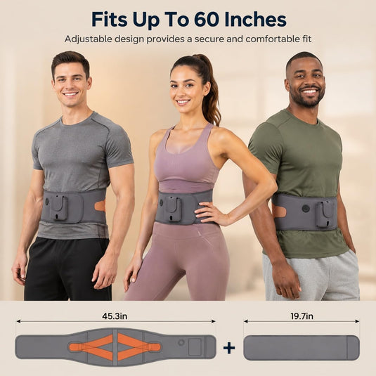 SNOW DEER 10000mAh Wireless Graphene Heated Waist Wrap, 240cm² Heating Pad Type-C Fast Charge Auto Shut Off 60 Inch Adjustable Belt