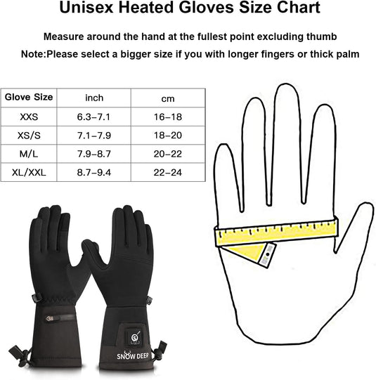 SNOW DEER Heated Glove Liners Men Women,Rechargeable Battery Heated Motorcycle Ski Snow Warmer Gloves