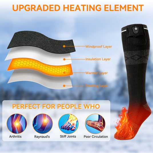 SNOW DEER Heated Socks, APP Control Electric Heated Socks for Men Women, Rechargeable Battery Powered Warm Socks, Washable Thermal Socks Foot Warmer for Winter Hunting Skiing Hiking Camping