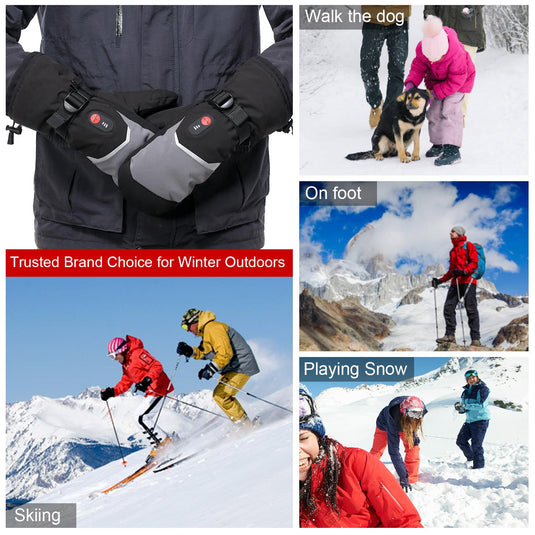 SNOW DEER Heated Mittens Gloves for Women Men 7.4V 2200MAH Electric Rechargeable Waterproof Ski Gloves for Winter Work Skiing Snowboarding Hiking Fishing Camping