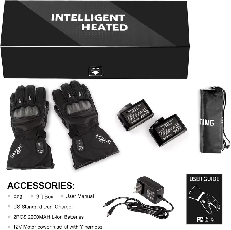 Load image into Gallery viewer, Heated Gloves for Men Women Heated Motorcycle Glove Electric Waterproof Heating Gloves Touchscreen Rechargeable Battery Hand Warmers w/ 12V Motorcycle Wire for Outdoor Work Snowmobiles
