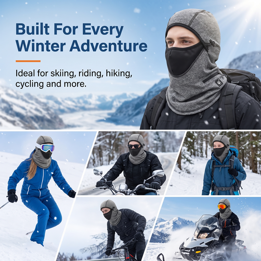 SNOW DEER Heated Ski Mask Balaclava, Electric Windproof Thermal Fleece Heated Face Mask with 3 Heat Levels, 7.4V Rechargeable Heated Balaclava for Skiing Cycling Hiking Snowmobile Winter Outdoor