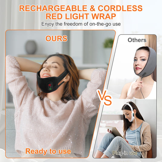 SNOW DEER Red Light Wellness Neck Belt – 850nm Near-Infrared & 660nm Red Light Wearable Wrap for Chin, Neck, Wrist, Leg & Hand, Portable with Timer