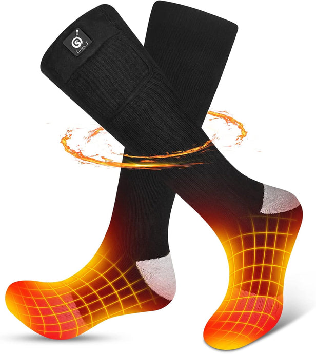 SNOW DEER Heated Socks for Men & Women Battery Socks Powered Thermal Ski Socks Winter Foot Warmer with Temperature Control Long Socks for Skiing Hiking Hunting Motorcycling Riding