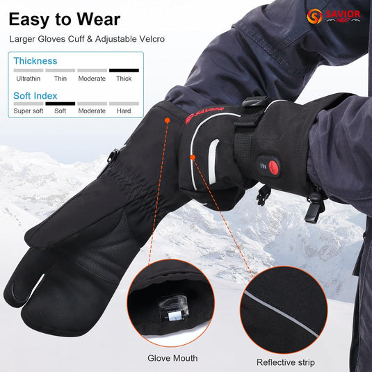Snow Deer Heated Gloves, Unisex Rechargeable Battery Powered Electric Heating Glove for Winter Outdoor Working Snow Ski Snowboarding Hunting Snowmobiling Motorcycle Riding