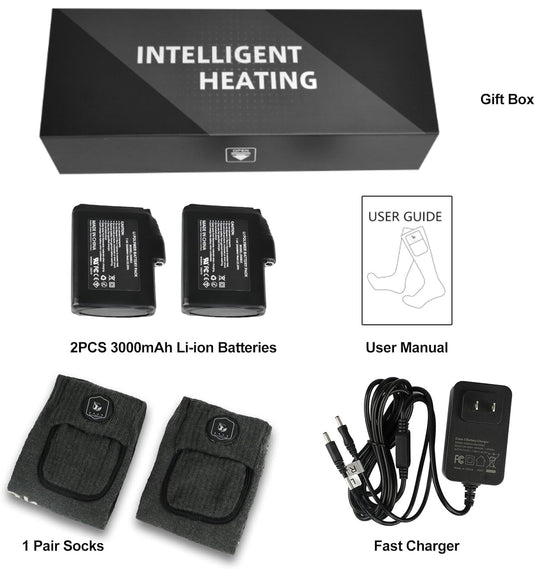 SNOW DEER Heated Socks Fast Charging,7.4V 3000mAh Electric Socks Foot Warmer,Hunting Outdoor Riding Camping Hiking Motorcycle Skiing Warm Winter Socks