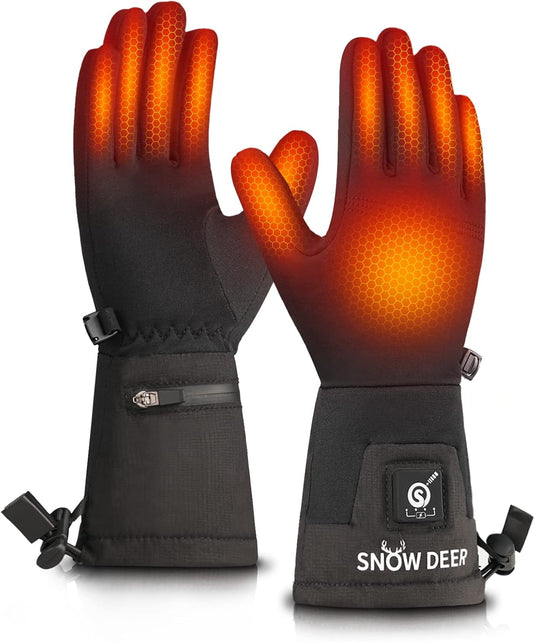 SNOW DEER Heated Glove Liners Men Women,Rechargeable Battery Heated Motorcycle Ski Snow Warmer Gloves
