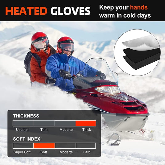 Heated Gloves for Men Women Heated Motorcycle Glove Electric Waterproof Heating Gloves Touchscreen Rechargeable Battery Hand Warmers w/ 12V Motorcycle Wire for Outdoor Work Snowmobiles