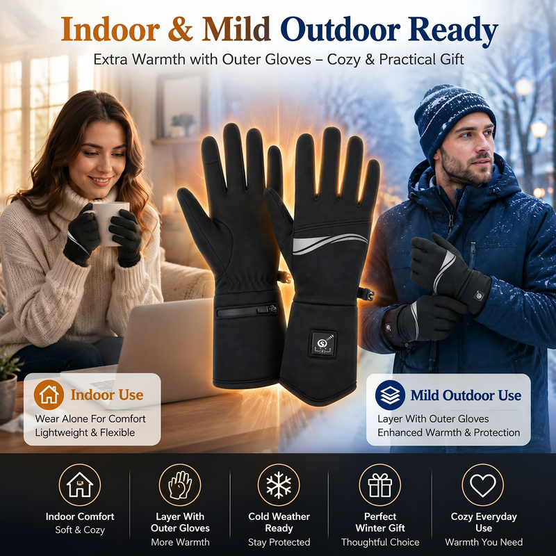 Load image into Gallery viewer, SNOW DEER Heated Glove Liners for Men Women, 7.4V Rechargeable Thin Electric Thermal Gloves for Winter Commute Typing Driving Walking Dog Walking
