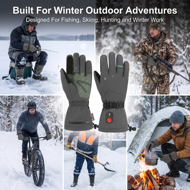 Load image into Gallery viewer, SNOW DEER Heated Fishing Gloves for Men Women, 10s Fast Heating Gloves with 3M Thinsulate Insulation, 3 Temperature Settings Waterproof Touchscreen Gloves for Winter Outdoor Fishing Hunting Hiking
