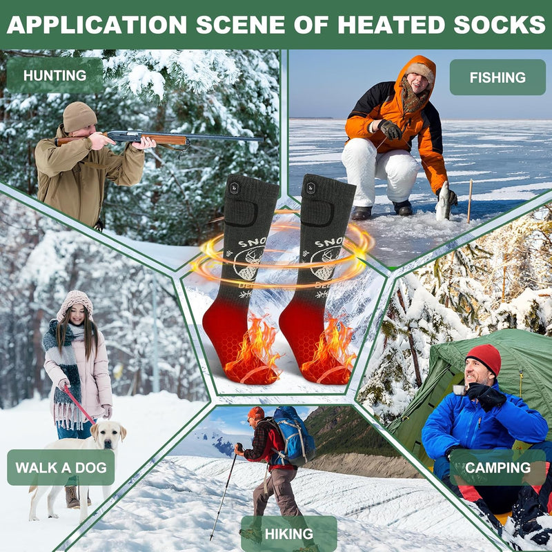 Load image into Gallery viewer, SNOW DEER Heated Socks Fast Charging,7.4V 3000mAh Electric Socks Foot Warmer,Hunting Outdoor Riding Camping Hiking Motorcycle Skiing Warm Winter Socks
