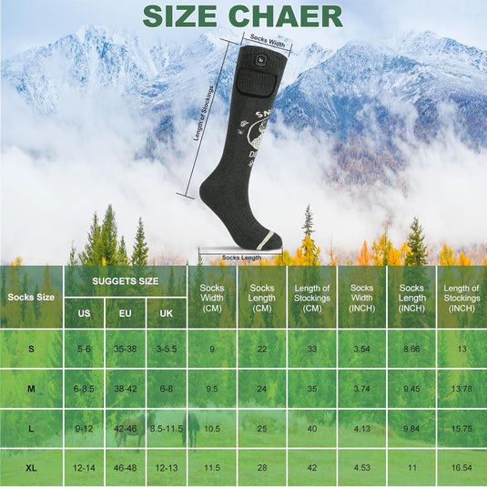SNOW DEER Heated Socks Fast Charging,7.4V 3000mAh Electric Socks Foot Warmer,Hunting Outdoor Riding Camping Hiking Motorcycle Skiing Warm Winter Socks