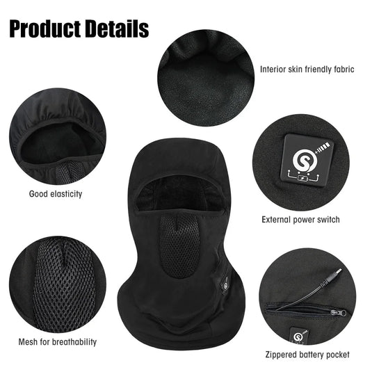 Snow Deer Riding Heating Face Mask Men Women Winter Thermal Windproof Rechargeable Battery Motorcycle Outdoor Sports Heated Mask Head Cover Scarf