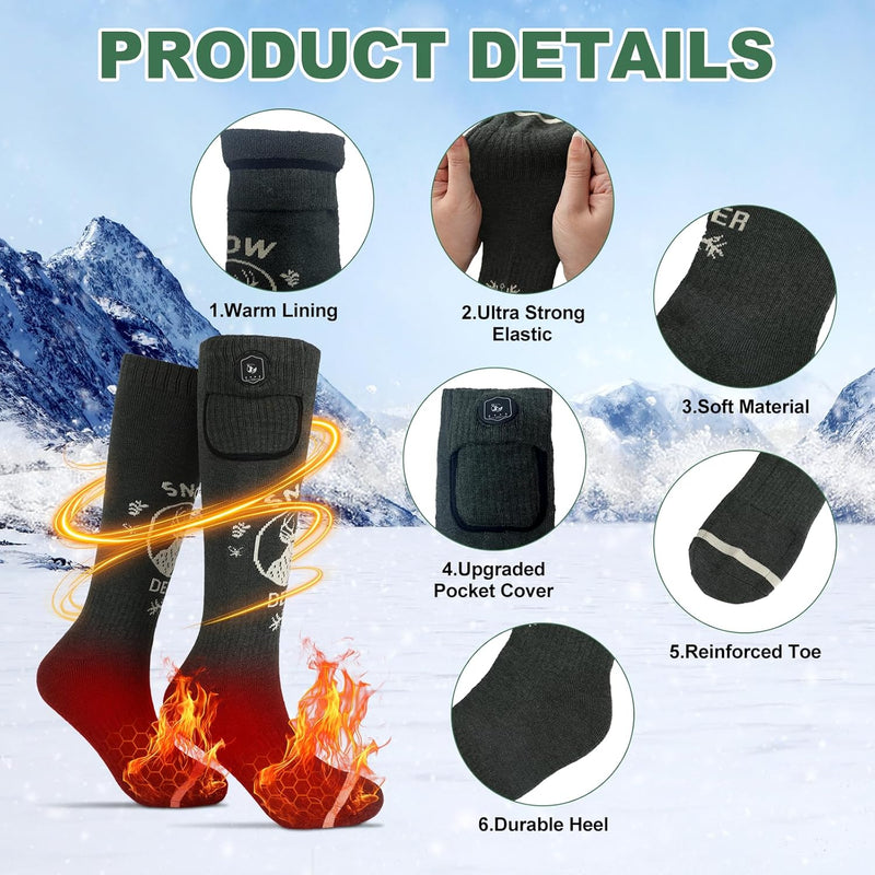 Load image into Gallery viewer, SNOW DEER Heated Socks Fast Charging,7.4V 3000mAh Electric Socks Foot Warmer,Hunting Outdoor Riding Camping Hiking Motorcycle Skiing Warm Winter Socks
