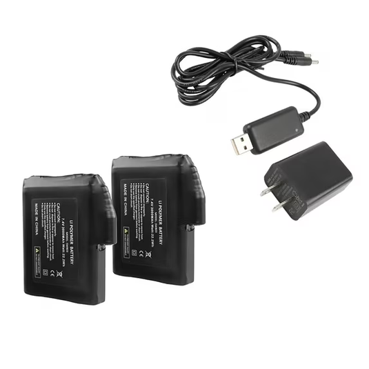 Snow Deer Heated lithium Battery 7.4V 3000mAh Li-Polymer Rechargeable Batteries Pack of 2 with USB Charger for Heated Gloves Mittens Liners Heated Socks