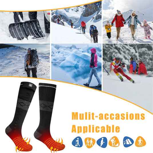 SNOW DEER Electric Rechargable Battery Heating Socks Leg Warmers, Winter Cold Feet Hunting Ski Camping Hiking Riding Motorcycle Snowboating Thermal Warm Socks