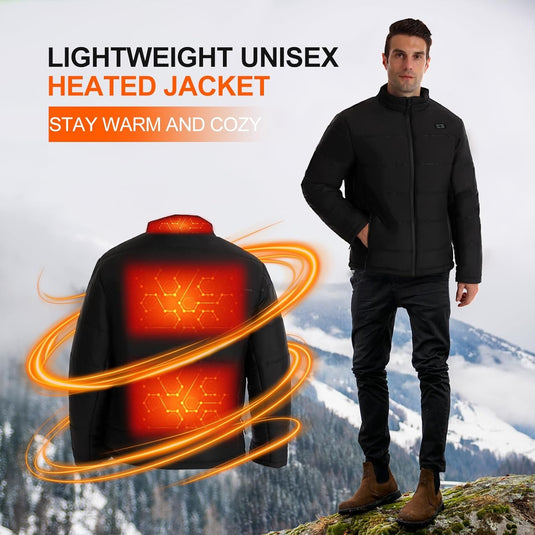 SNOW DEER Heated Jacket for Men with Battery Pack Included - Windproof Heated Coats for Men with Smart Temperature Control