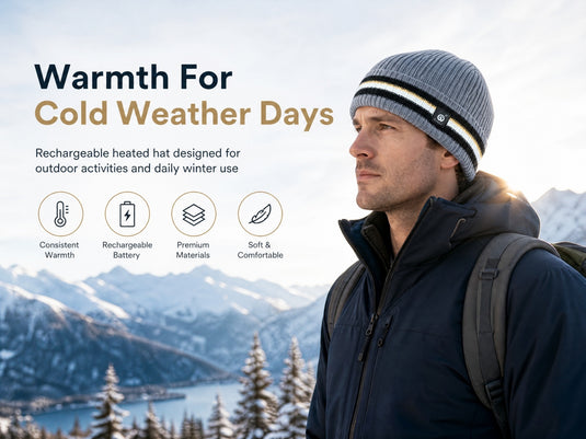 SNOW DEER Heated Beanie Hat for Men Women, 7.4V 6W Electric Heated Hat with 3 Temperature Settings, 2200mAh Rechargeable Winter Warm Hat for Skiing Cycling Hiking Outdoor Sports