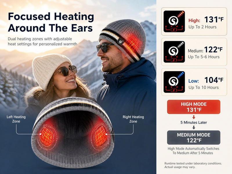Load image into Gallery viewer, SNOW DEER Heated Beanie Hat for Men Women, 7.4V 6W Electric Heated Hat with 3 Temperature Settings, 2200mAh Rechargeable Winter Warm Hat for Skiing Cycling Hiking Outdoor Sports

