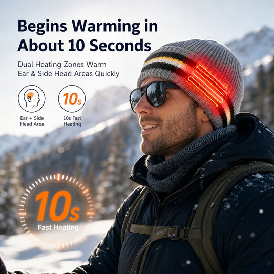 SNOW DEER Heated Beanie Hat for Men Women, 7.4V 6W Electric Heated Hat with 3 Temperature Settings, 2200mAh Rechargeable Winter Warm Hat for Skiing Cycling Hiking Outdoor Sports