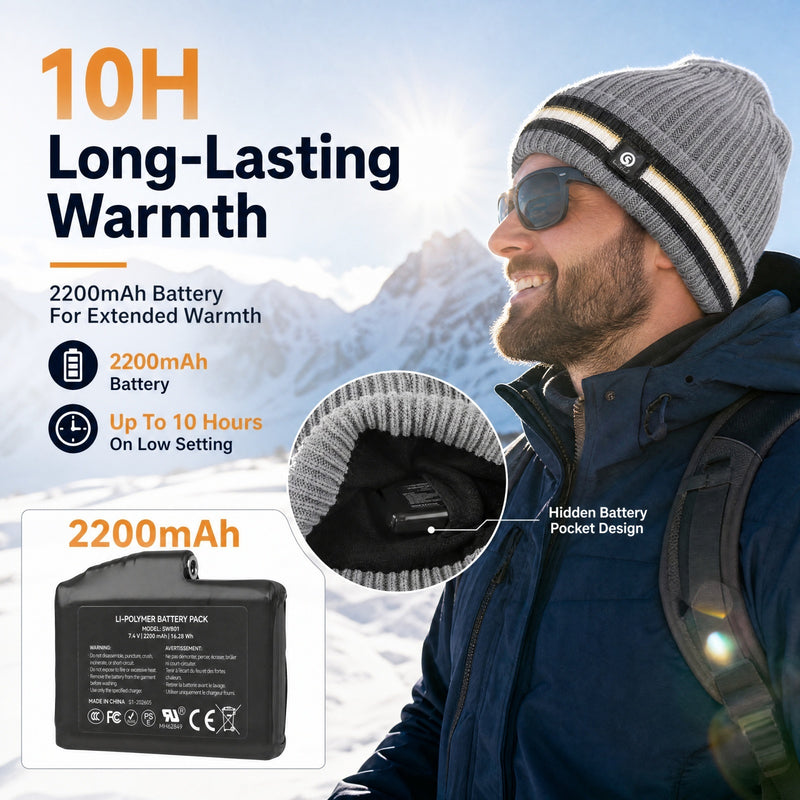 Load image into Gallery viewer, SNOW DEER Heated Beanie Hat for Men Women, 7.4V 6W Electric Heated Hat with 3 Temperature Settings, 2200mAh Rechargeable Winter Warm Hat for Skiing Cycling Hiking Outdoor Sports
