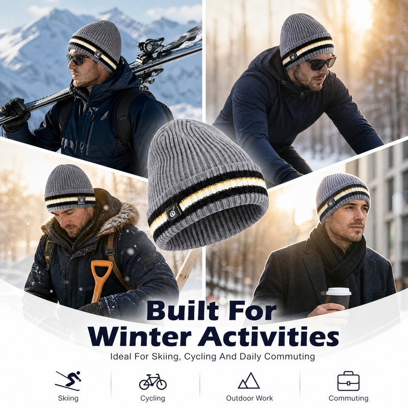 Load image into Gallery viewer, SNOW DEER Heated Beanie Hat for Men Women, 7.4V 6W Electric Heated Hat with 3 Temperature Settings, 2200mAh Rechargeable Winter Warm Hat for Skiing Cycling Hiking Outdoor Sports
