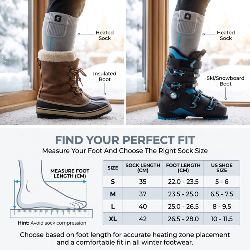 Load image into Gallery viewer, SNOW DEER Rechargeable Heated Ski Socks for Men Women, 7.4V Electric Thermal Ski Foot Warmers, 3 Temp Settings Auto Anti-Scald Heating Socks for Skiing Snowboarding Subzero Winter Snow Sports
