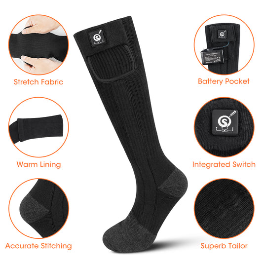 SNOW DEER Heated Socks,Men Women Electric Battery Socks Foot Warmer