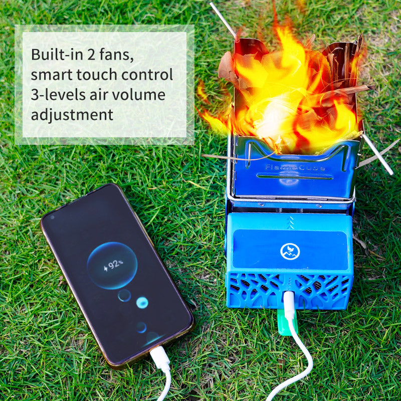 Load image into Gallery viewer, Flame Cube, Wood Burning and USB Charging Camping Stove
