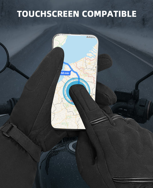 SNOWYES Heated Motorcycle Gloves - 7.4V 2200mAh Electric Winter Gear for Men & Women, Rechargeable for Motorcycle Commuting, Touring, Skiing & Outdoor, Windproof & Water-Resistant, Touchscreen Design