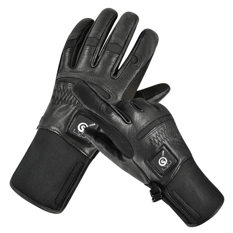 Load image into Gallery viewer, SNOW DEER Electric Heated Gloves Warm Men Women Sheepskin Leather Waterproof Rechargeable Battery Warm Hand Ski Glove
