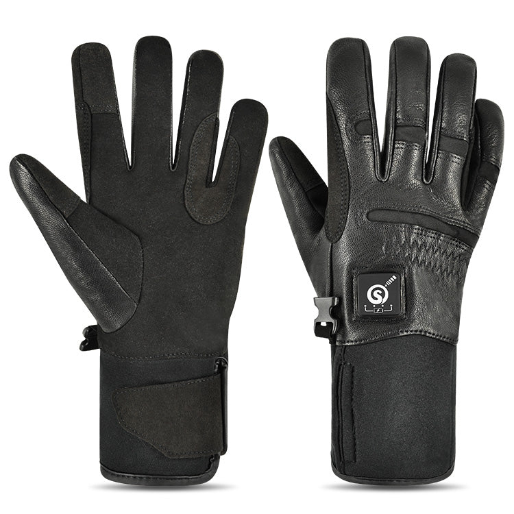 Load image into Gallery viewer, SNOW DEER Electric Heated Gloves Warm Men Women Sheepskin Leather Waterproof Rechargeable Battery Warm Hand Ski Glove
