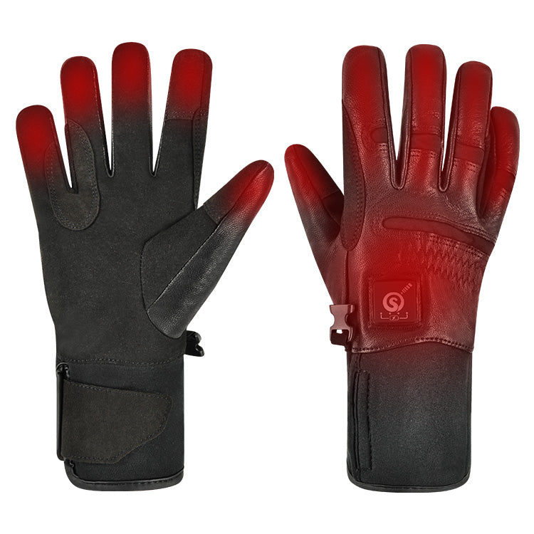 Load image into Gallery viewer, SNOW DEER Electric Heated Gloves Warm Men Women Sheepskin Leather Waterproof Rechargeable Battery Warm Hand Ski Glove
