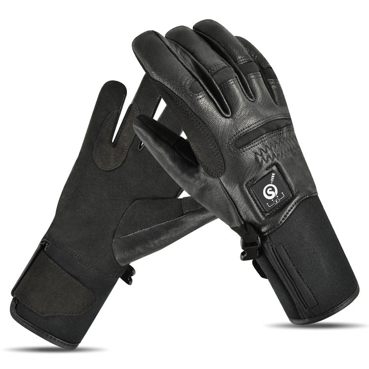 Load image into Gallery viewer, SNOW DEER Electric Heated Gloves Warm Men Women Sheepskin Leather Waterproof Rechargeable Battery Warm Hand Ski Glove

