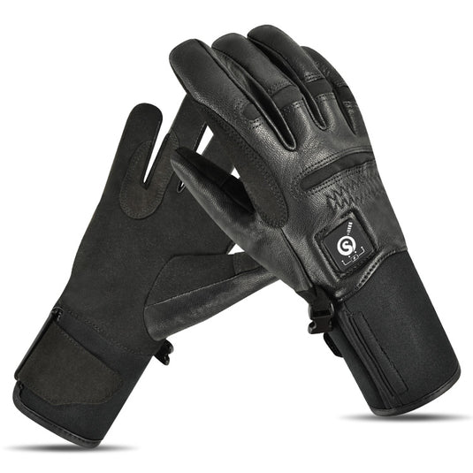 SNOW DEER Electric Heated Gloves Warm Men Women Sheepskin Leather Waterproof Rechargeable Battery Warm Hand Ski Glove