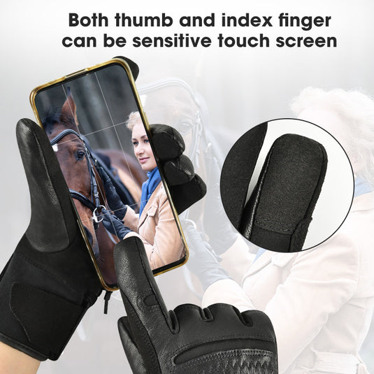 SNOW DEER Electric Heated Gloves Warm Men Women Sheepskin Leather Waterproof Rechargeable Battery Warm Hand Ski Glove