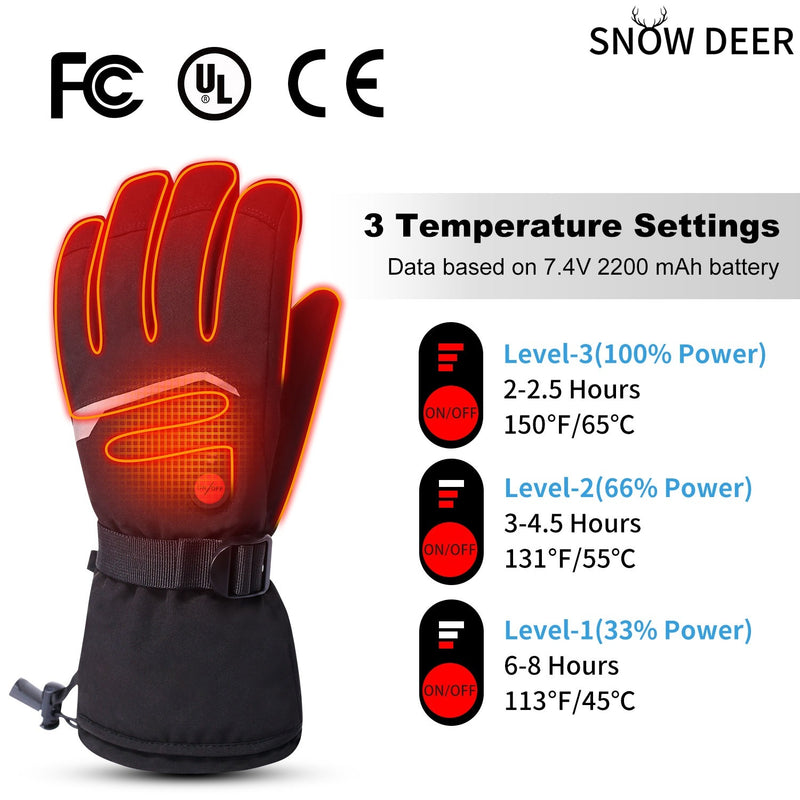 Load image into Gallery viewer, Snow Deer Heated Gloves, Unisex Rechargeable Battery Powered Electric Heating Glove for Winter Outdoor Working Snow Ski Snowboarding Hunting Snowmobiling Motorcycle Riding
