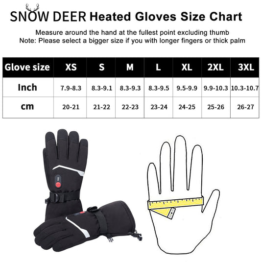 Snow Deer Heated Gloves, Unisex Rechargeable Battery Powered Electric Heating Glove for Winter Outdoor Working Snow Ski Snowboarding Hunting Snowmobiling Motorcycle Riding