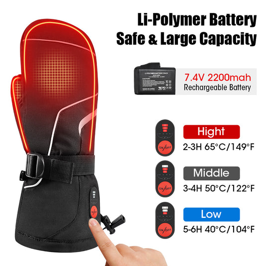 SNOW DEER Upgraded Heated Gloves for Men & Women - Rechargeable Electric Mittens with Battery Display, Waterproof for Skiing, Hiking & Winter Work