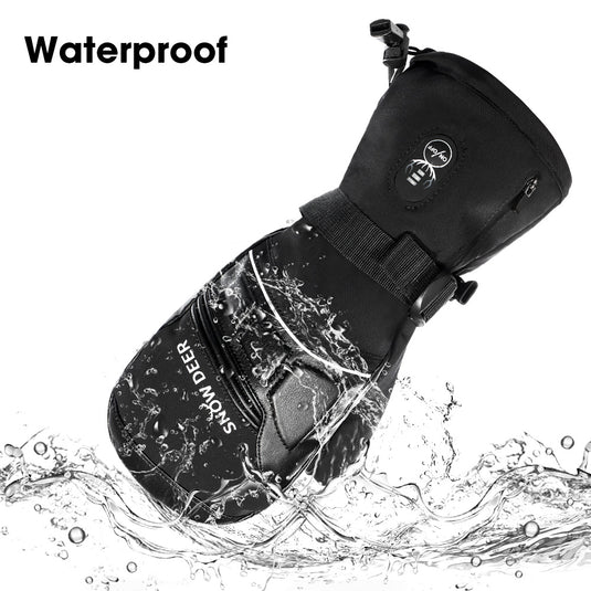 SNOW DEER Heated Mittens for Men and Women Waterproof Ski Gloves with Touchscreen 7.4V 2200mAh Battery Gloves Electric Rechargeable Thermal Mittens for Hands Warm