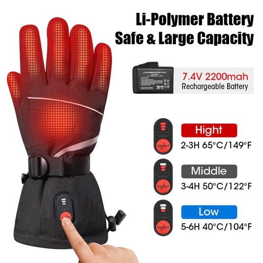 SNOW DEER Heated Gloves - Unisex Winter Ski Gloves with Rechargeable Electric Heating for Skiing, Snowboarding, Snow Hiking, Hunting & Outdoor Activities