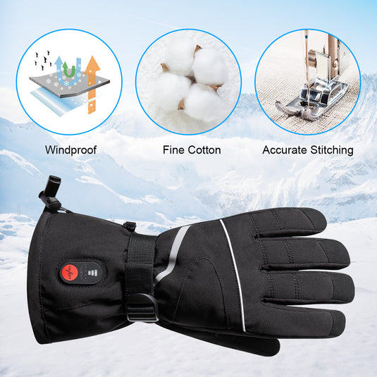 SNOW DEER Heated Gloves - Unisex Winter Ski Gloves with Rechargeable Electric Heating for Skiing, Snowboarding, Snow Hiking, Hunting & Outdoor Activities
