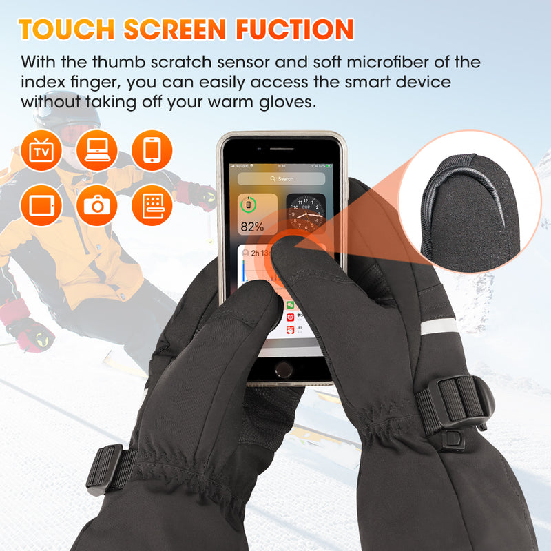 Load image into Gallery viewer, SNOW DEER Heated Ski Mittens for Men &amp; Women – Waterproof Windproof, 3 Heat Levels, Touchscreen for Skiing, Snowboarding &amp; Winter Sports
