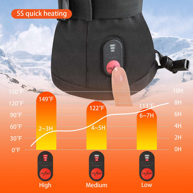 Load image into Gallery viewer, SNOW DEER Heated Ski Mittens for Men &amp; Women – Waterproof Windproof, 3 Heat Levels, Touchscreen for Skiing, Snowboarding &amp; Winter Sports

