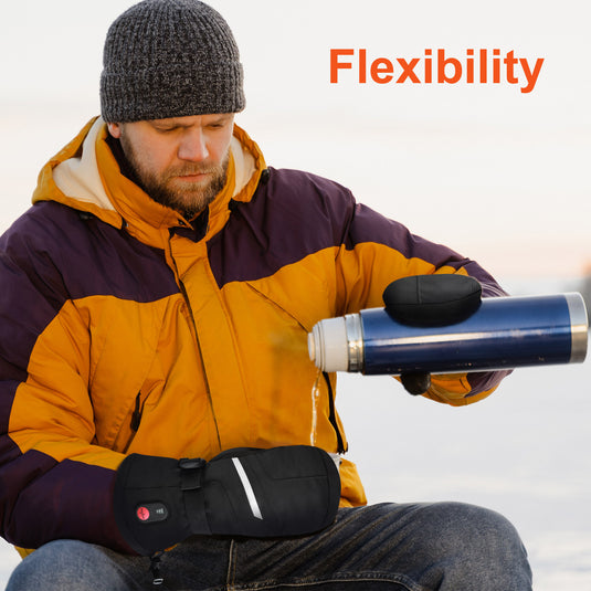 SNOW DEER Heated Ski Mittens for Men & Women – Waterproof Windproof, 3 Heat Levels, Touchscreen for Skiing, Snowboarding & Winter Sports