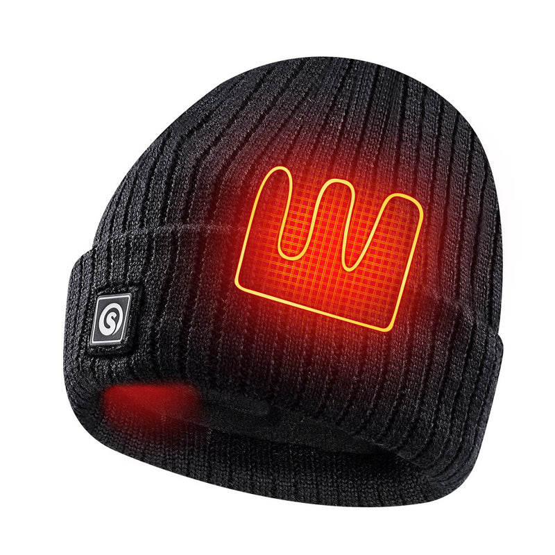 Load image into Gallery viewer, SNOW DEER Battery Heated Beanie Hat,Electric Rechargeable Warm Winter Heated Fleece Cap
