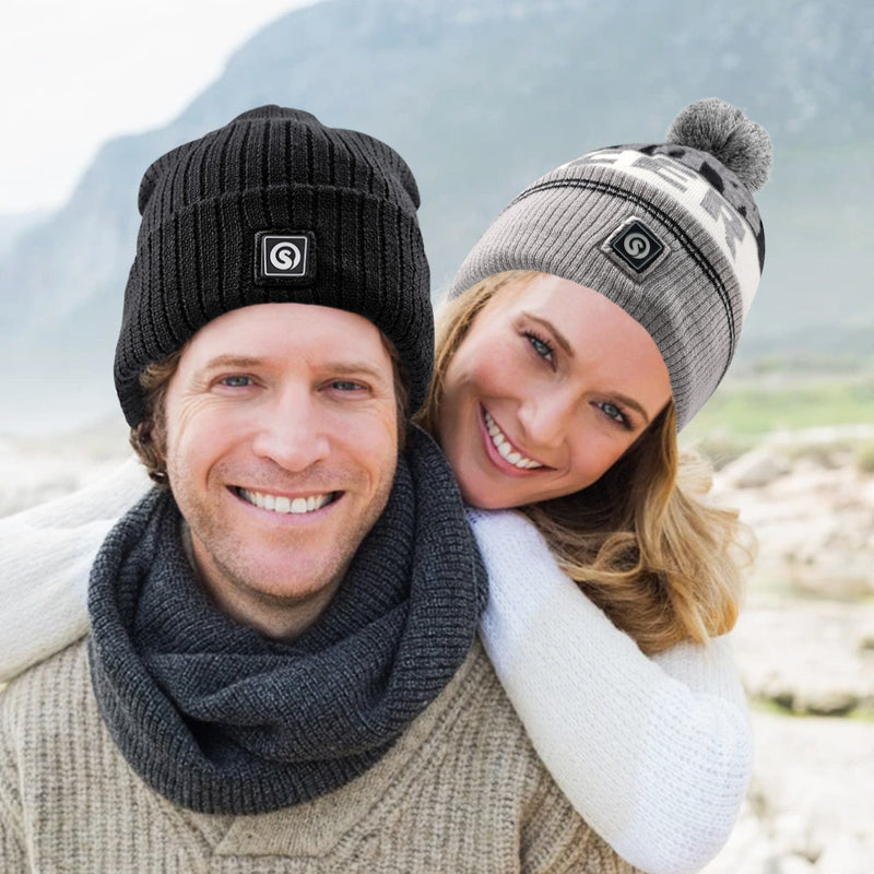 Load image into Gallery viewer, SNOW DEER Battery Heated Beanie Hat,Electric Rechargeable Warm Winter Heated Fleece Cap
